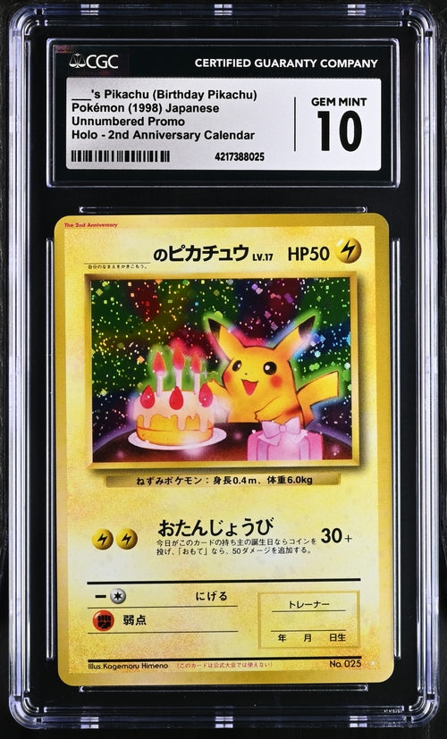 s Pikachu (Birthday Pikachu) JPN #025 CGC 10 β Derpy Cards