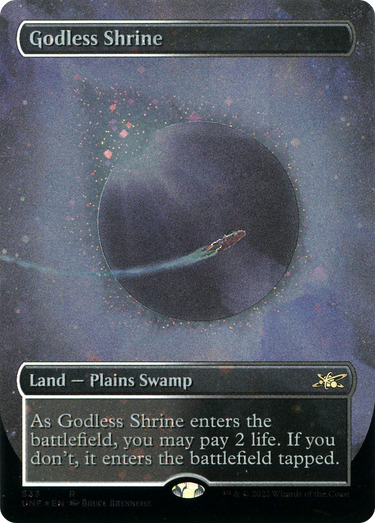 Godless Shrine (Borderless) (Galaxy Foil) (UNF-533) - Unfinity (Borderless) Foil