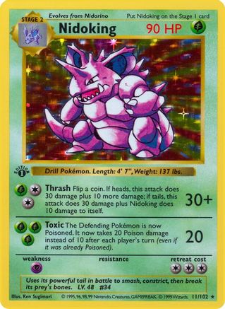 Nidoking - Base Set Shadowless 1st Edition Holofoil