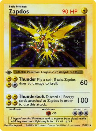 Zapdos - Base Set Shadowless 1st Edition Holofoil