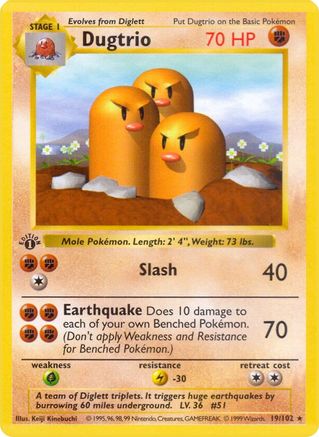 Dugtrio - Base Set Shadowless 1st Edition