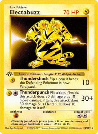 Electabuzz - Base Set Shadowless 1st Edition