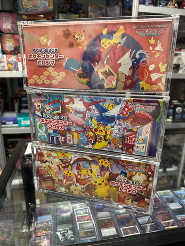 [Consignment] Pokemon - Japan Pokemon center Tohoku Hiroshima Fukuoka Special Box (SET of all 3 together w/acrylic case)