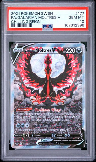 Galarian Moltres V Alt Art #177 PSA 10