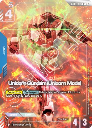 Unicorn Gundam (Unicorn Mode) (R+) GD01-005/undefined - Newtype Rising Holofoil