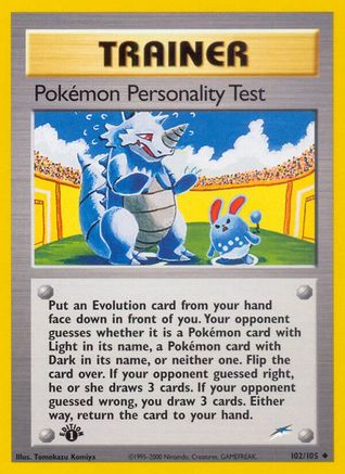 Pokemon Personality Test 102/105 - Neo Destiny 1st Edition