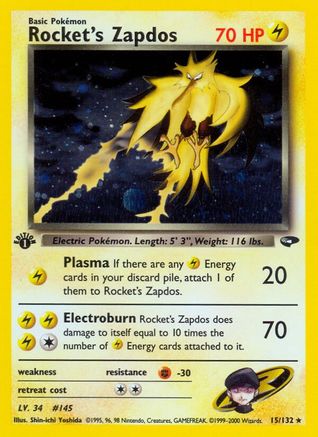 Rocket's Zapdos/132 - Gym Challenge 1st Edition Holofoil