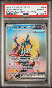 2024 POKEMON TEF EN-TEMPORAL FORCES #206 IRON CROWN ex SPECIAL ILLUSTRATION RARE PSA 10