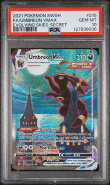 Umbreon VMAX Evolving Skies Alt Art Secret #215 PSA 10