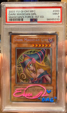Dark Magician Girl 1st Ed. MFC #000 PSA 9 ERICA SCHROEDER SIGNED ON SLAB