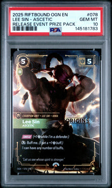 Lee Sin - Ascetic Release Event Prize Pack #078 PSA 10