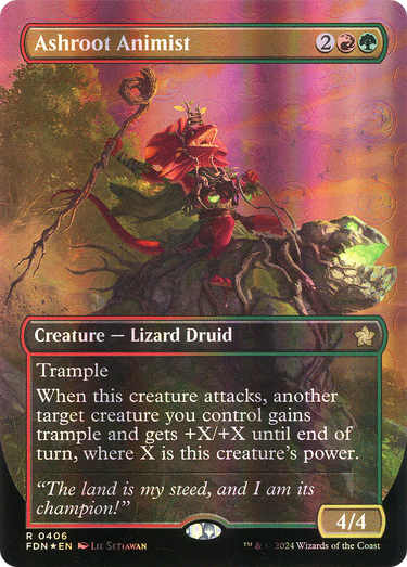 Ashroot Animist (Borderless) (Mana Foil) (FDN-406) - Foundations (Borderless) Foil