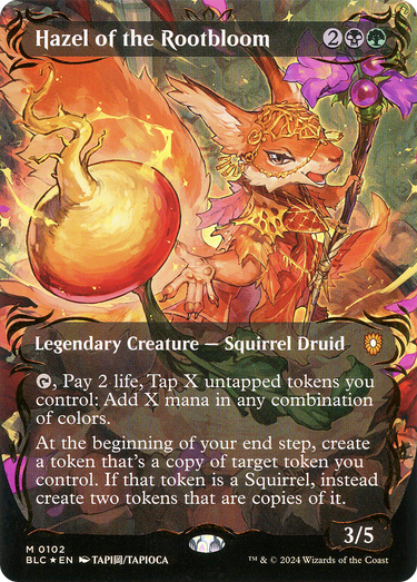 Hazel of the Rootbloom (Borderless) (Raised Foil) (BLC-102) - Bloomburrow Commander (Borderless) Foil