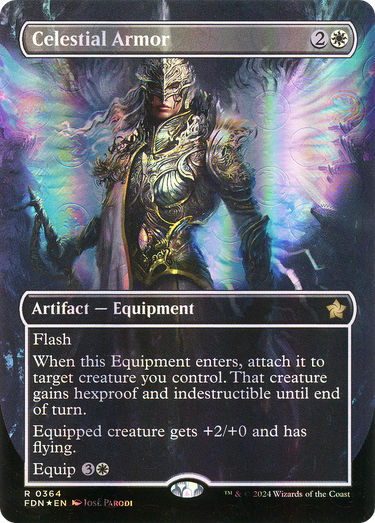 Celestial Armor (Borderless) (Mana Foil) (FDN-364) - Foundations (Borderless) Foil