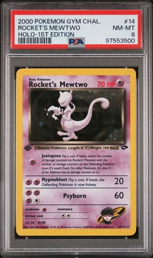 Rocket's Mewtwo Holo 1st Ed. #14 PSA 8