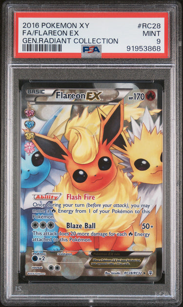 2016 POKEMON XY GENERATIONS RADIANT COLLECTION #RC28 FA/FLAREON EX GEN.RADIANT COLLECTION PSA 9