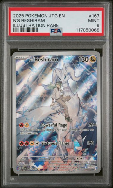 2025 POKEMON JTG EN-JOURNEY TOGETHER #167 N'S RESHIRAM ILLUSTRATION RARE PSA 9