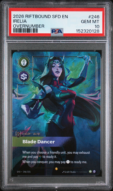 2026 RIFTBOUND: LEAGUE OF LEGENDS SFD-SPIRITFORGED #246 IRELIA OVERNUMBER PSA 10